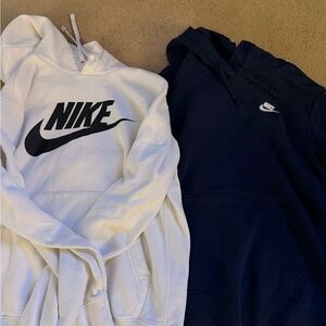Nike White and Navy Hoodies with Logo